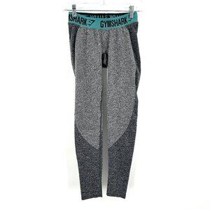 GYMSHARK Women's Heather Gray Teal Blue Flex Seamless Athletic Leggings Small